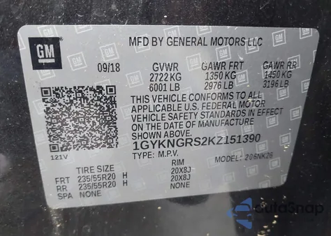 2019 Cadillac Xt5 Platinum z USA, uszkodzony, nr VIN 1GYKNGRS2KZ151390